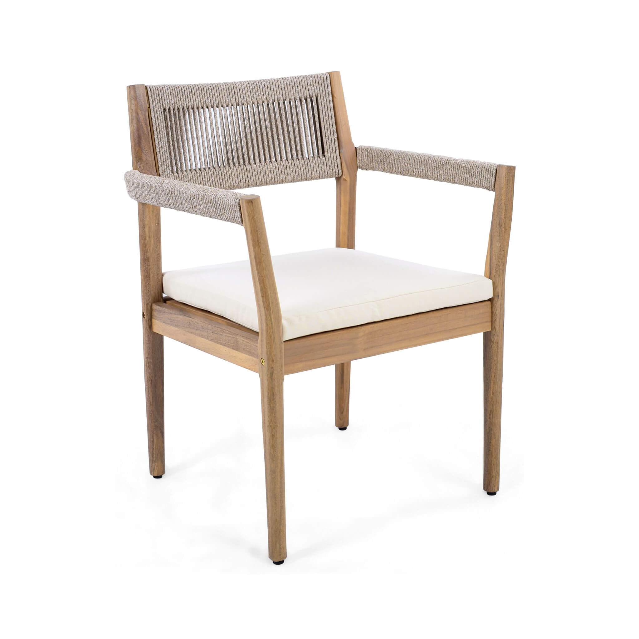 5-Piece Acacia Wood Outdoor Dining Set with Braided Chairs & Cushions | Alora