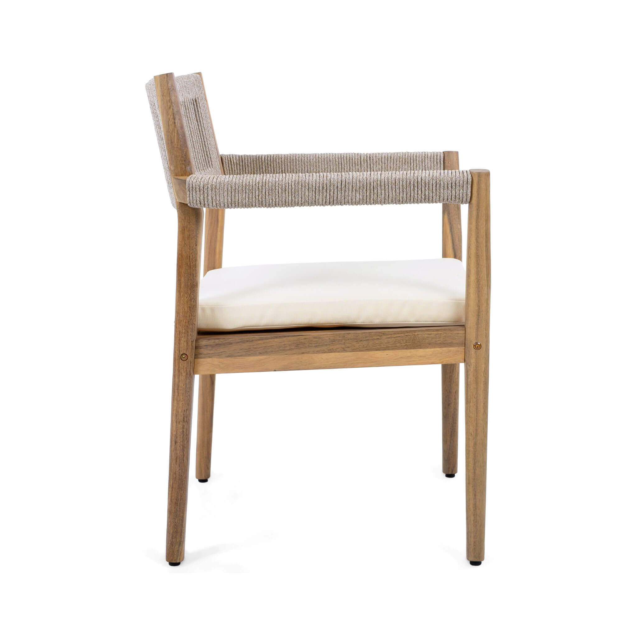5-Piece Acacia Wood Outdoor Dining Set with Braided Chairs & Cushions | Alora